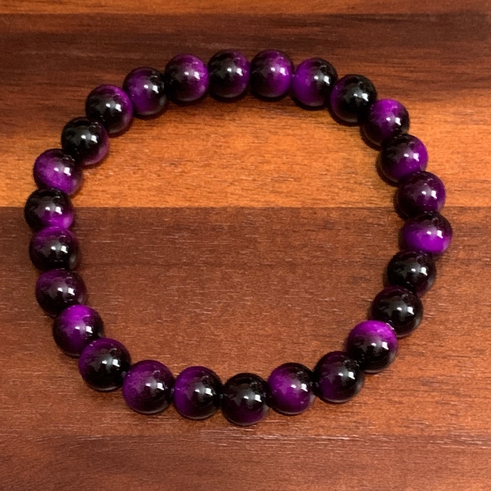 Handmade purple tiger’s eye stretch bracelet
